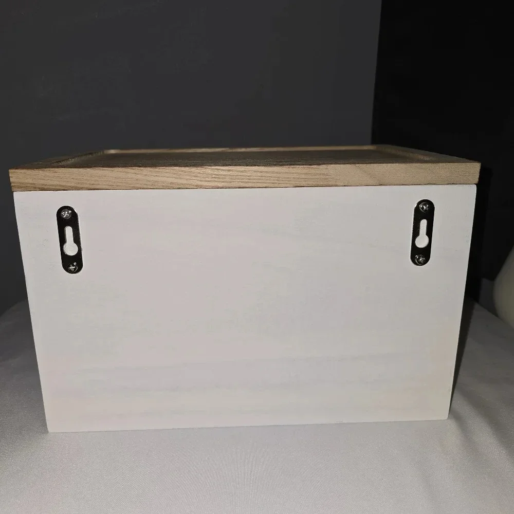 🆕🆕Wooden Bag Holder w/ Hinged Lid & Wall Mount - NEW IN BOX